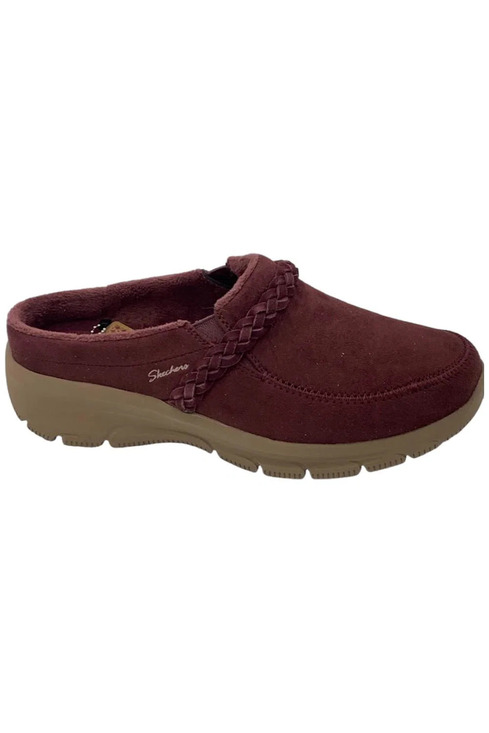 Skechers Shoes - Skechers Easy Going Water Repellent Suede Clogs Darling Thing Burgundy - Wide